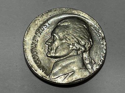 1984 Uncirculated Condition Off-Center Mint Error Jefferson Nickel as Pictured.
