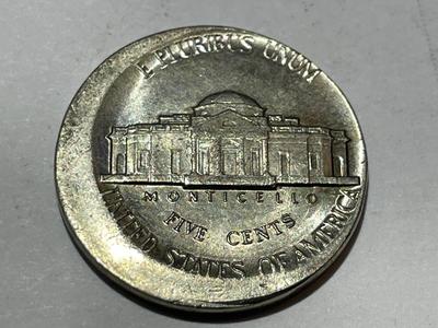 1984 Uncirculated Condition Off-Center Mint Error Jefferson Nickel as Pictured.