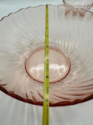Vintage France Rosaline Pink Swirl Glass Serving Bowls