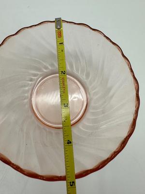 Vintage France Rosaline Pink Swirl Glass Serving Bowls