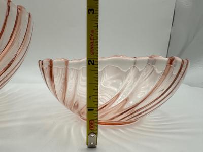 Vintage France Rosaline Pink Swirl Glass Serving Bowls