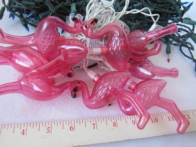 Two Strands Blue Tree Lights and 1 Novelty Pink Flamingo Lights