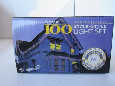 Unused Box of Icicle Christmas Lights, Purple