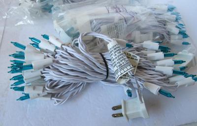 3 Sets Of Teal Blue Colored Christmas Tree Lights