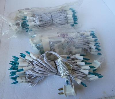 3 Sets Of Teal Blue Colored Christmas Tree Lights