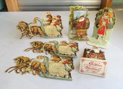 Smaller Size Colorful Christmas Card Greetings, Diecut, Unused