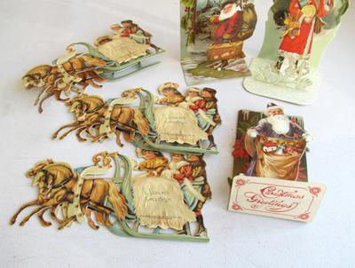 Smaller Size Colorful Christmas Card Greetings, Diecut, Unused