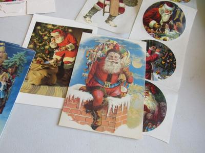 Large Lot of Misc Christmas Flats, Unused Cards, Boxes, Stickers, More