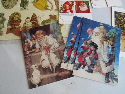 Large Lot of Misc Christmas Flats, Unused Cards, Boxes, Stickers, More