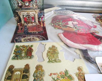 Large Lot of Misc Christmas Flats, Unused Cards, Boxes, Stickers, More