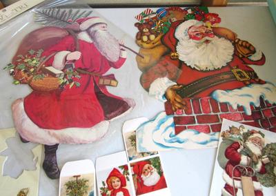 Large Lot of Misc Christmas Flats, Unused Cards, Boxes, Stickers, More