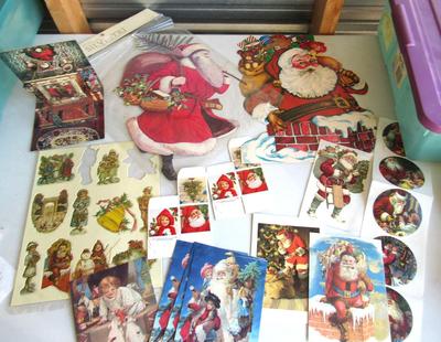Large Lot of Misc Christmas Flats, Unused Cards, Boxes, Stickers, More
