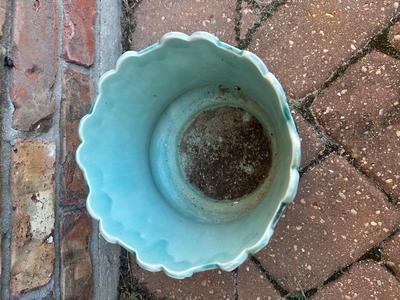 VIintage 8" MAJOLICA Stamped WESSEL BUNN Plant Pot