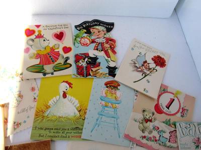 Lot of Vintage Retro Used Baby and Kids Cards