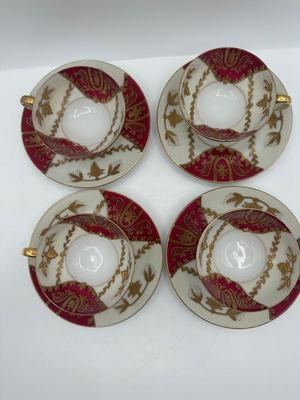 Hand-Painted Japan Teapot, Cups and Saucers