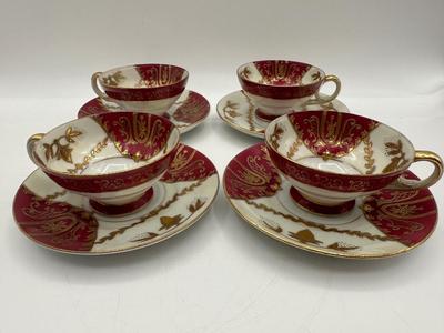 Hand-Painted Japan Teapot, Cups and Saucers