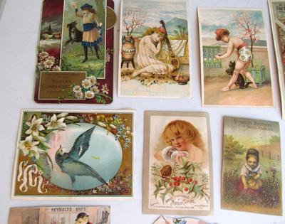 Nice Lot Antique Advertising Cards From Old Scrapbook
