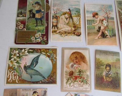 Nice Lot Antique Advertising Cards From Old Scrapbook