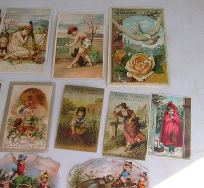 Nice Lot Antique Advertising Cards From Old Scrapbook
