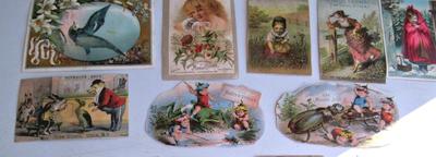 Nice Lot Antique Advertising Cards From Old Scrapbook