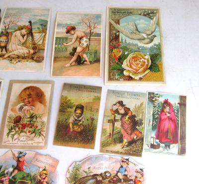 Nice Lot Antique Advertising Cards From Old Scrapbook