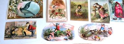 Nice Lot Antique Advertising Cards From Old Scrapbook