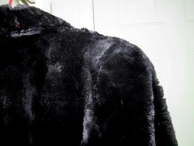 Vintage Ladies Long Black Fur Coat, Possibly Rabbit Fur