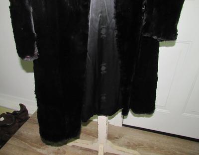 Vintage Ladies Long Black Fur Coat, Possibly Rabbit Fur