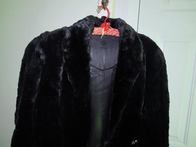 Vintage Ladies Long Black Fur Coat, Possibly Rabbit Fur