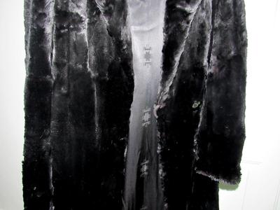 Vintage Ladies Long Black Fur Coat, Possibly Rabbit Fur