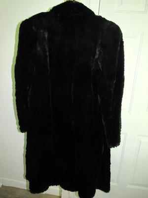 Vintage Ladies Long Black Fur Coat, Possibly Rabbit Fur