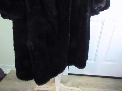 Vintage Longer Length Dark Black Fur Coat, Possible Rabbit Fur