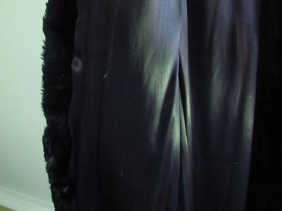 Vintage Longer Length Dark Black Fur Coat, Possible Rabbit Fur