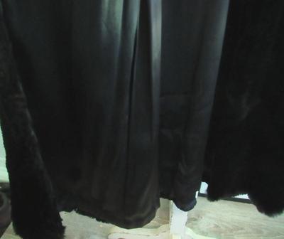 Vintage Longer Length Dark Black Fur Coat, Possible Rabbit Fur