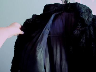 Vintage Longer Length Dark Black Fur Coat, Possible Rabbit Fur