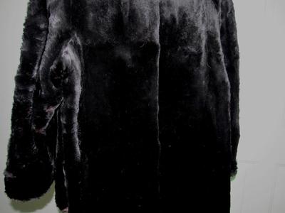 Vintage Longer Length Dark Black Fur Coat, Possible Rabbit Fur