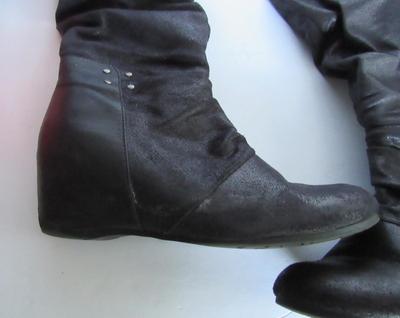 Women's Tall Black Boots, Flat Heel, 9M