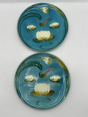 Vintage MAJOLICA Baden G.S. ZELL Art Nouveau - Water Lilies Plates