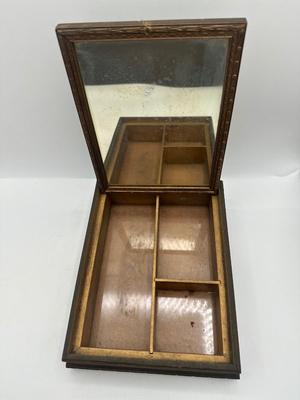 Vintage Carved Wood Hinged Jewelry Box
