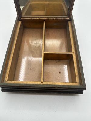 Vintage Carved Wood Hinged Jewelry Box