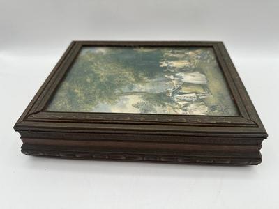 Vintage Carved Wood Hinged Jewelry Box