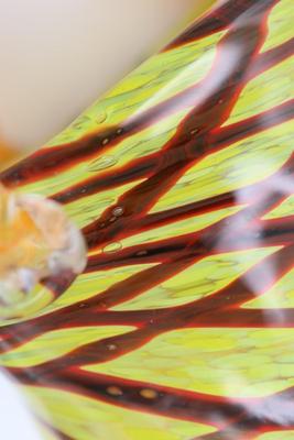 Vintage Murano Style Glass Handbag Purse Yellow, Red &Brown Pattern With Orange