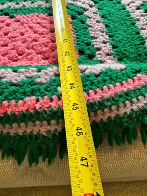 Vintage Pink, Purple and Green Crochet Blanket