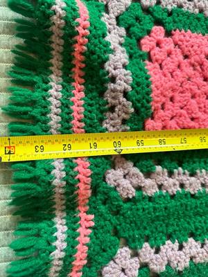 Vintage Pink, Purple and Green Crochet Blanket