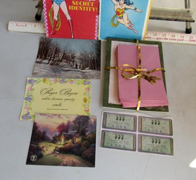 Unused Wonder Woman Cards, Misc Paper Lot