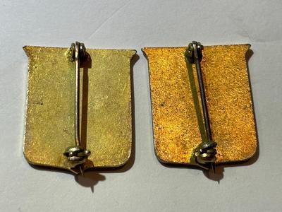 Pair of WWII Era US Army Ordnance School Distinctive Unit Insignia DI Pins in Good Preowned Condition.