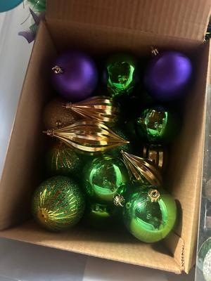 Three Bins of Mardi Gras Decoration