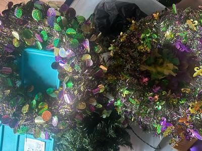 Three Bins of Mardi Gras Decoration