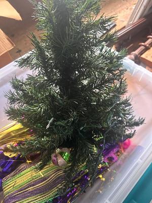 Three Bins of Mardi Gras Decoration