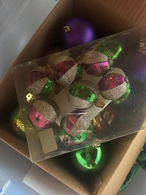 Three Bins of Mardi Gras Decoration